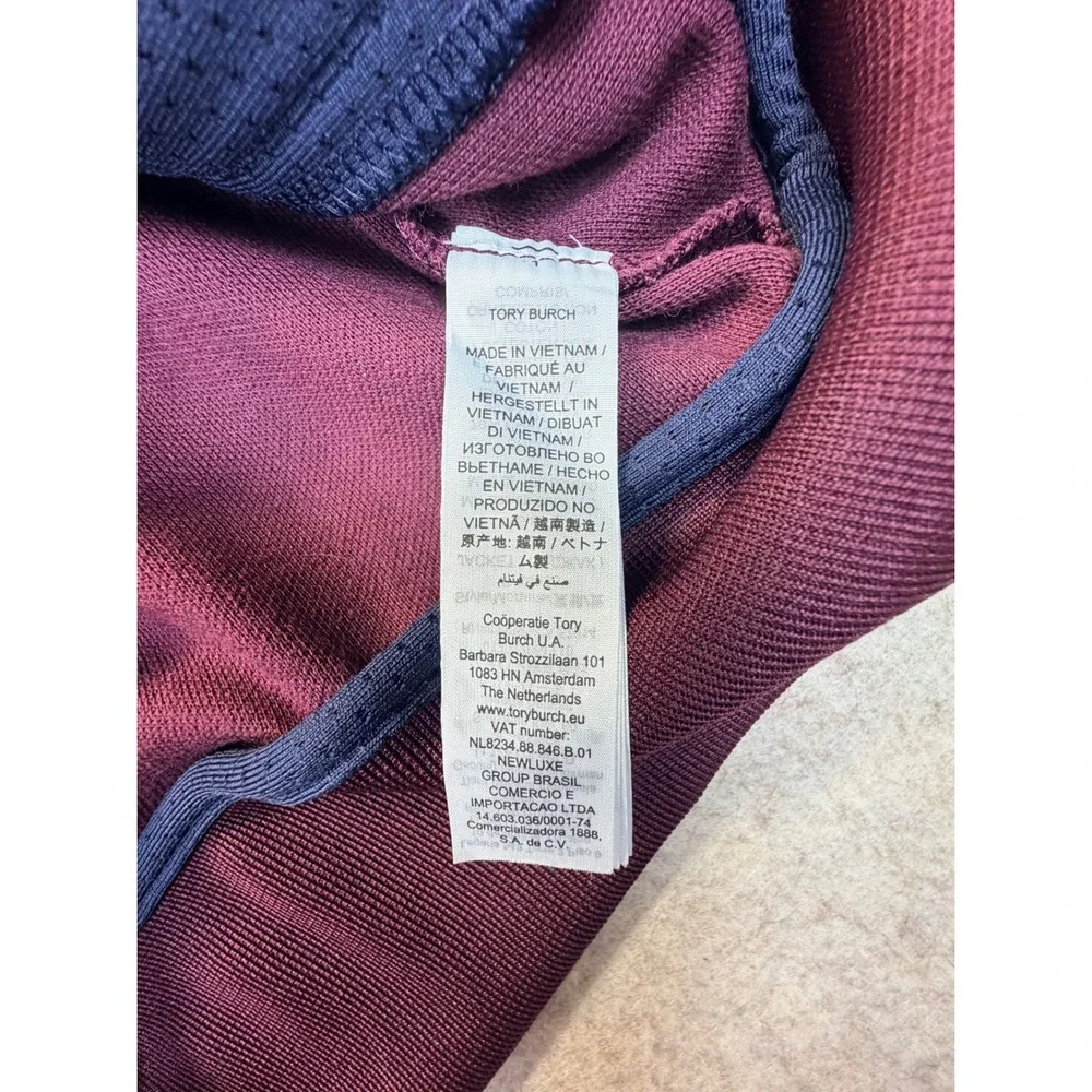 Tory Sport Tracksuit Set Women Medium Burgundy Ruffle Zip Jacket Snap Pants